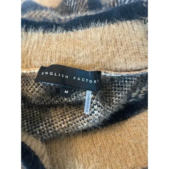 Anthropologie English‎ Factory plaid cardigan, size Medium, chunky buttons, soft