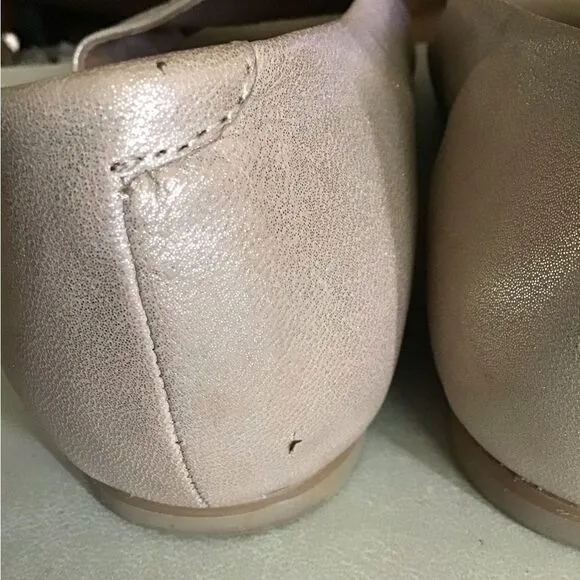 Anthropologie Gold Metallic Leather Souvenir Flat D’Orsay Size 10