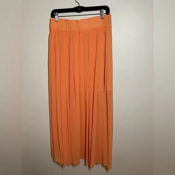 Anthropologie: Maeve, Medium creamsicle maxi skirt zocalo baletcore pleated slit