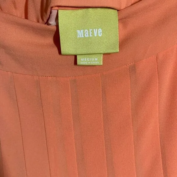 Anthropologie: Maeve, Medium creamsicle maxi skirt zocalo baletcore pleated slit