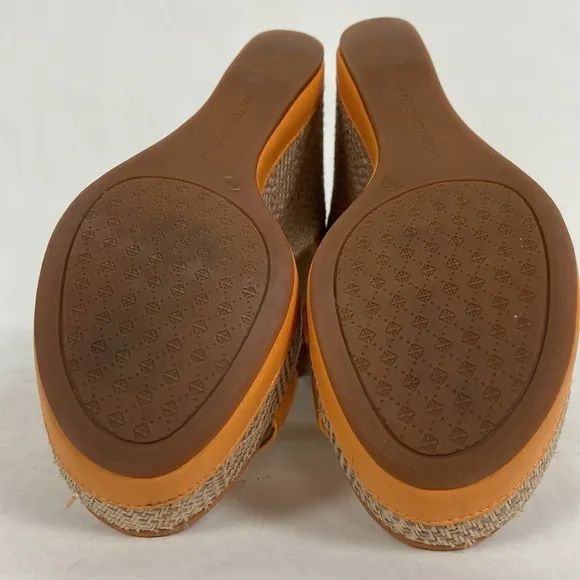 Antonio Melani Cam Leather T-Strap and Ankle Strap Open Toe Platform Woven Wedge