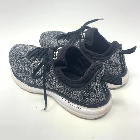 APL TechLoom Phantom Sneakers Shoes Lace-Up Melange Knit Black Gray Size US 8