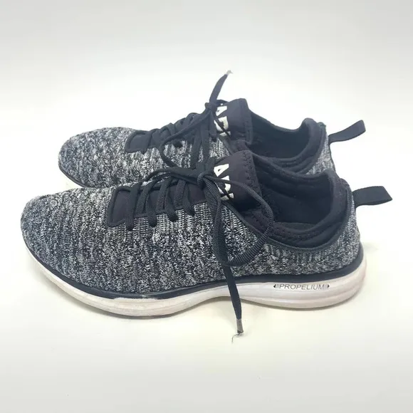 APL TechLoom Phantom Sneakers Shoes Lace-Up Melange Knit Black Gray Size US 8