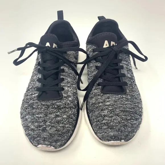 APL TechLoom Phantom Sneakers Shoes Lace-Up Melange Knit Black Gray Size US 8