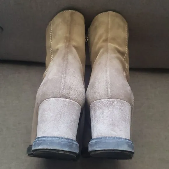 Aquatalia boots women's size 9 suede wedge boots suede neutral zipper vg…