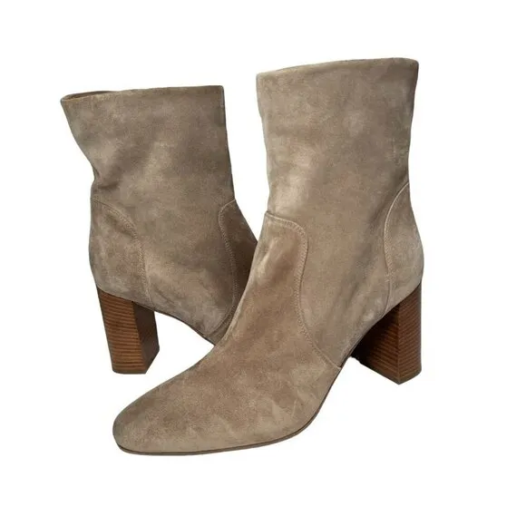 Aquatalia Luissa Bootie Boot Suede Leather Shell Beige Size 10 Womens NEW