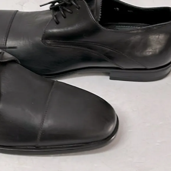 Aquatalia Men’s ABE Black‎ Leather Lace Up dress shoes size 10 made in Italy