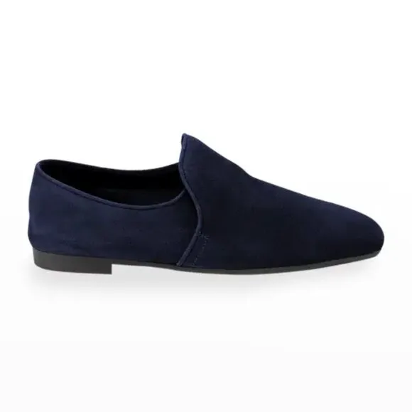 Aquatalia Revy Flat Calf Suede Loafers in Navy size 6.5