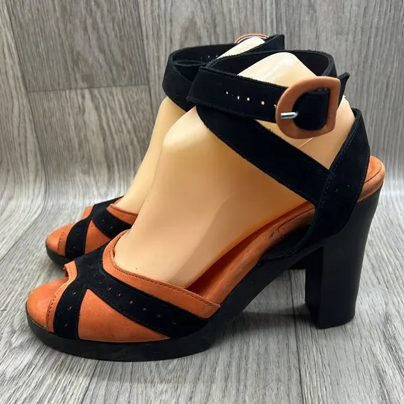 Arche Coral Orange Heeled Slingback Sandal