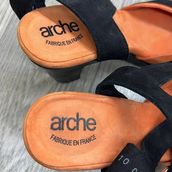 Arche Coral Orange Heeled Slingback Sandal
