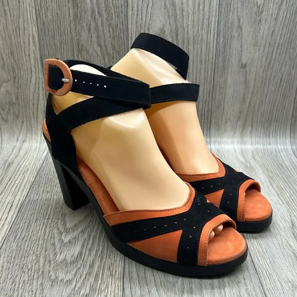 Arche Coral Orange Heeled Slingback Sandal