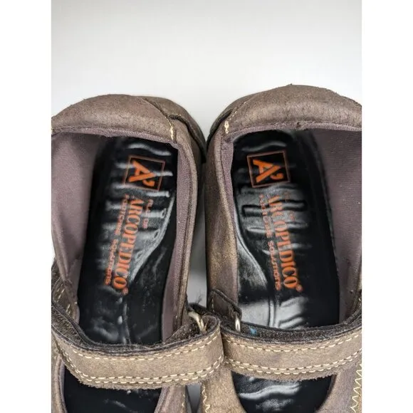 Arcopedico L18 Vegan Suede Mary Jane Shoes - Bronze US Size 7.5 EU 38 Portugal