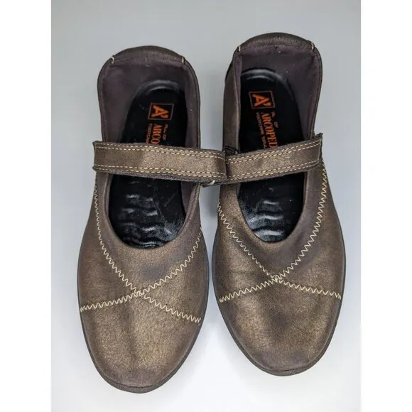 Arcopedico L18 Vegan Suede Mary Jane Shoes - Bronze US Size 7.5 EU 38 Portugal