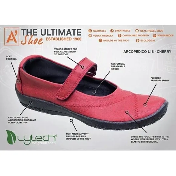 Arcopedico Womens L18 Mary Jane Shoes Flats Antracite Gray 4271-9K Lightweight 9