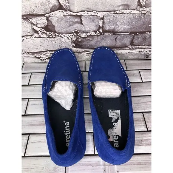 Aretina Shoes Blue Suede Leather Slip On Driving Loafers Men’s Sz 27.5 Mex/9M US