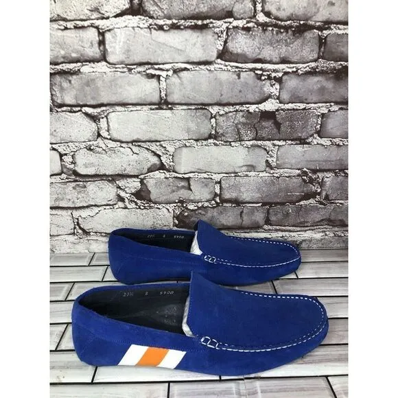 Aretina Shoes Blue Suede Leather Slip On Driving Loafers Men’s Sz 27.5 Mex/9M US