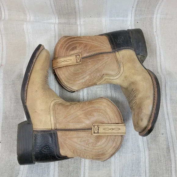 Ariat Leather Cowboy Boots Tan Brown Wiggle Room Size 2 Square Toe