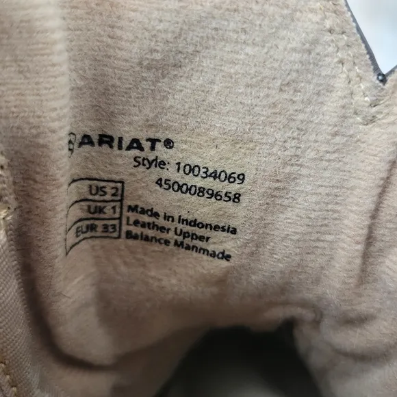 Ariat Leather Cowboy Boots Tan Brown Wiggle Room Size 2 Square Toe