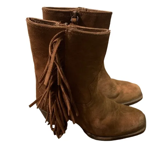 Ariat Leyton Western Boot brown suede leather kid’s size 11 boho shoes