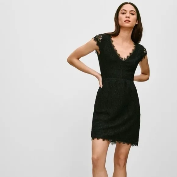 Aritzia Babaton Tobias black lace dress