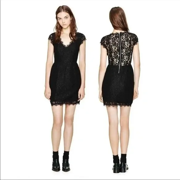 Aritzia Babaton Tobias black lace dress