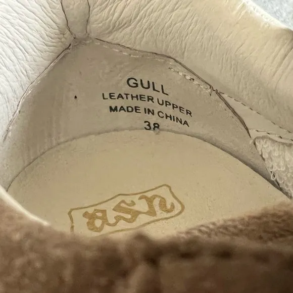 Ash Gull Embroidered Floral Tan Sneakers Women 7.5/8 Size 38 Leather Upper Laces