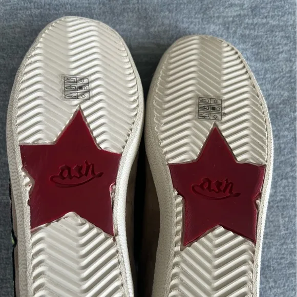 Ash Gull Embroidered Floral Tan Sneakers Women 7.5/8 Size 38 Leather Upper Laces
