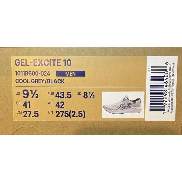 ASICS Gel Excite 10 Cool Grey Long Distance Running Shoes Mens 9.5 IN BOX NEW&lt;&lt;