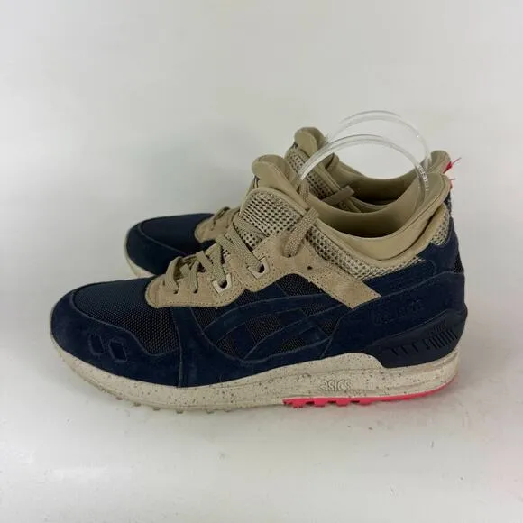 Asics Gel-Lyte III Sneakers Men's 7.5 Beige Blue Suede Lace-Up Low Top Shoes