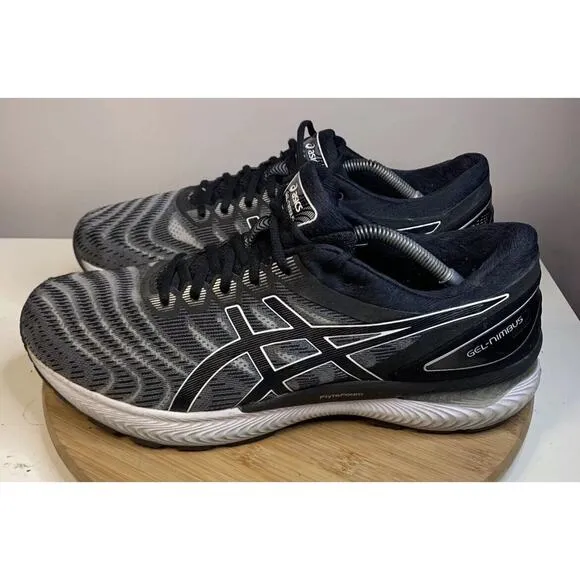 Asics Gel Nimbus Black White Long Distance Running Shoes Mens 12.5 EUC Fast Ship