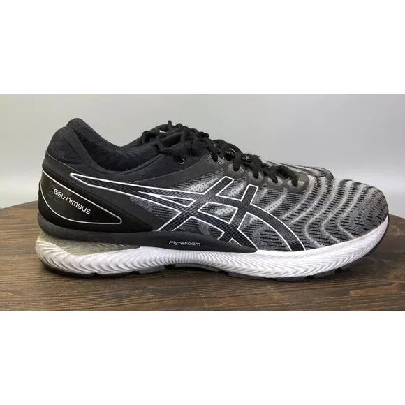 Asics Gel Nimbus Black White Long Distance Running Shoes Mens 12.5 EUC Fast Ship
