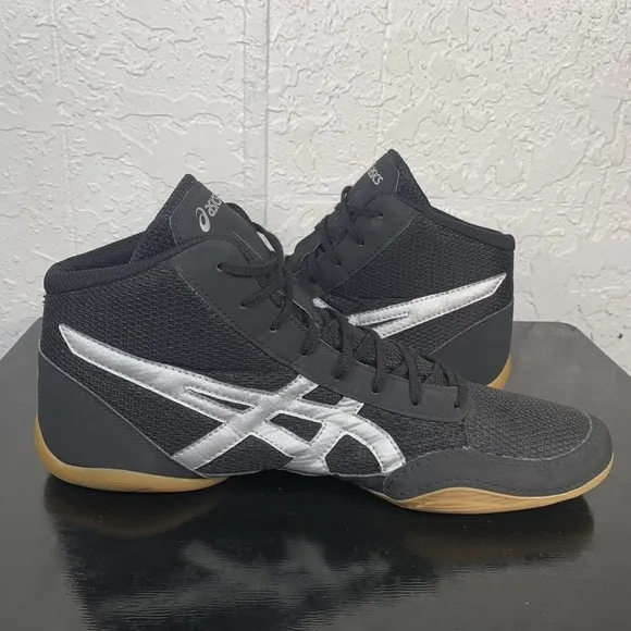 Asics Matflex 5 Mens Size 14 Wrestling Boxing Shoes Black Silver Sneaker J504N