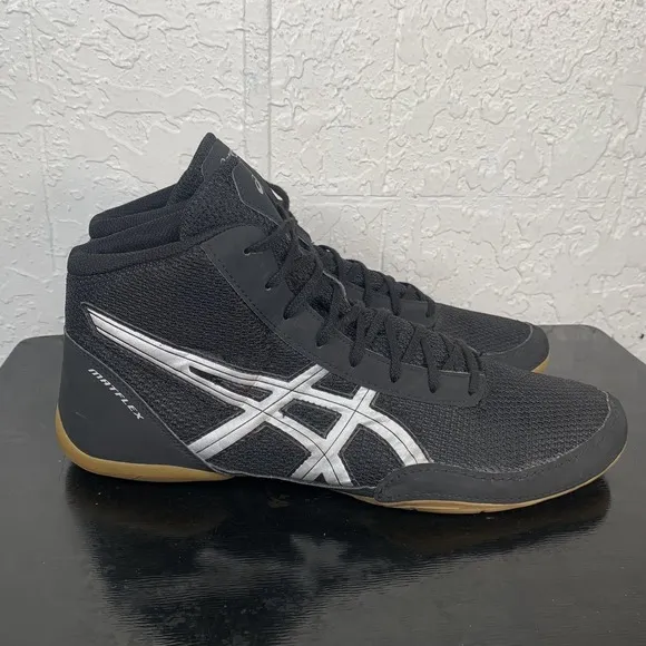Asics Matflex 5 Mens Size 14 Wrestling Boxing Shoes Black Silver Sneaker J504N