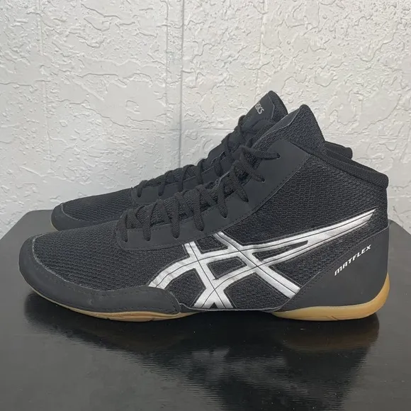 Asics Matflex 5 Mens Size 14 Wrestling Boxing Shoes Black Silver Sneaker J504N