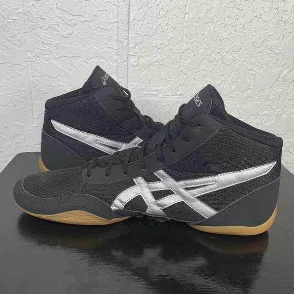 Asics Matflex 5 Mens Size 14 Wrestling Boxing Shoes Black Silver Sneaker J504N