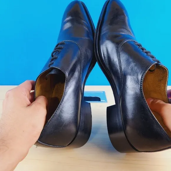 Astro Enzo‎ Italian Mens Black Oxford shoes Vero Cuoio Leather Lace up EUR 42
