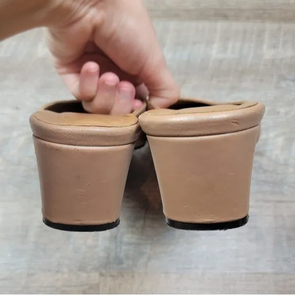 ATP Atelier All Tomorrow's Parties Alloro tan heeled square toe leather mules