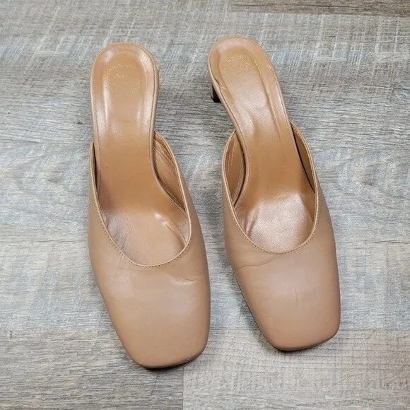 ATP Atelier All Tomorrow's Parties Alloro tan heeled square toe leather mules