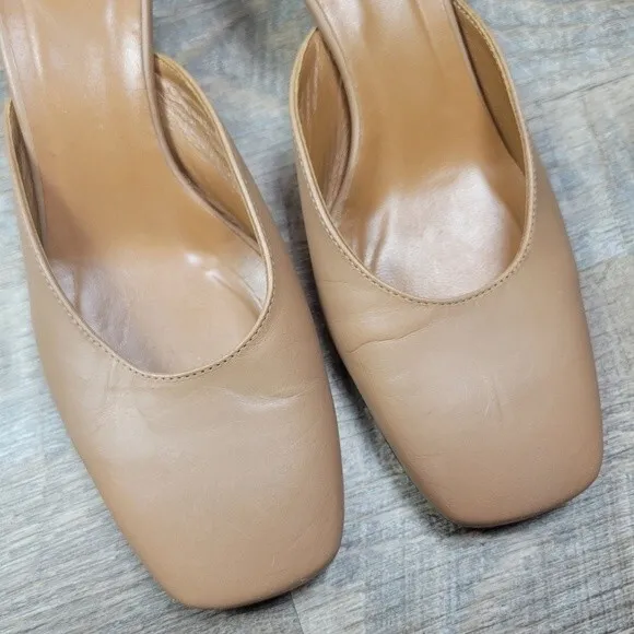 ATP Atelier All Tomorrow's Parties Alloro tan heeled square toe leather mules