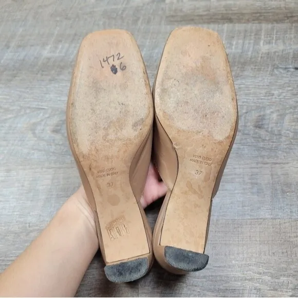 ATP Atelier All Tomorrow's Parties Alloro tan heeled square toe leather mules