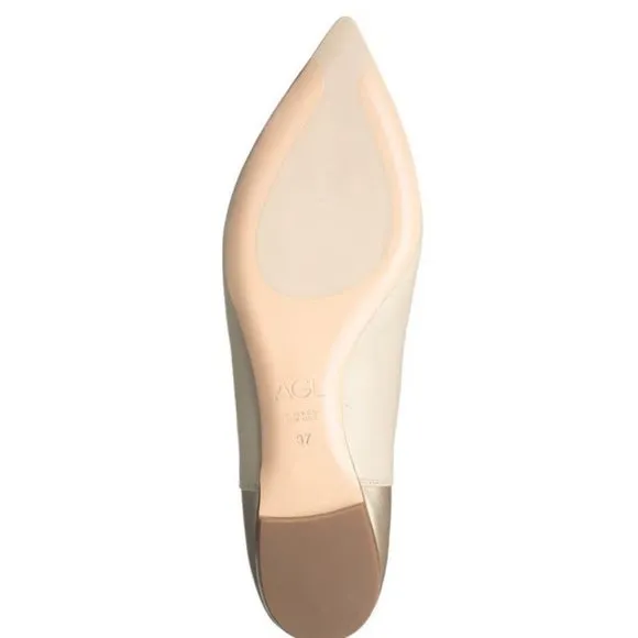 Attilio Giusti Leombruni Flat AGL cream metallic silver gold italian leather