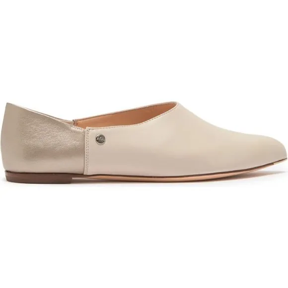 Attilio Giusti Leombruni Flat AGL cream metallic silver gold italian leather