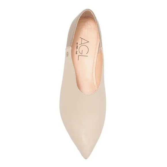 Attilio Giusti Leombruni Flat AGL cream metallic silver gold italian leather