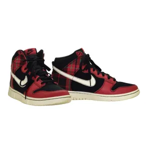 B4 Auth NIKE Dunk Hi SE Tartan Plaid Black University Red Shoes DV0826-001 Sz 9