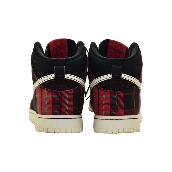 B4 Auth NIKE Dunk Hi SE Tartan Plaid Black University Red Shoes DV0826-001 Sz 9