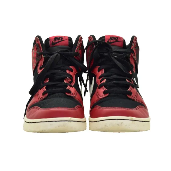 B4 Auth NIKE Dunk Hi SE Tartan Plaid Black University Red Shoes DV0826-001 Sz 9
