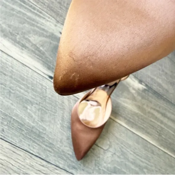 Badgley Mischka Jewel Embellished Heels Shoes Satin Tan Neutral Wedding Size 11