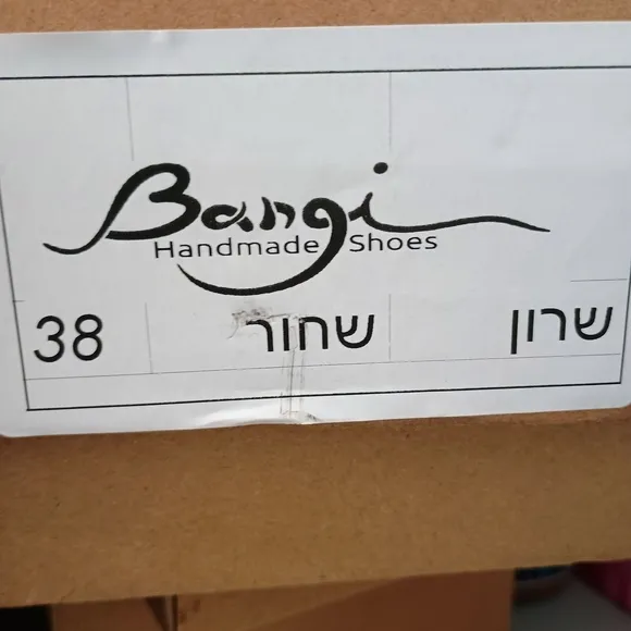 Bangi Handmade Leather Black Lace Up Shoes Size 38