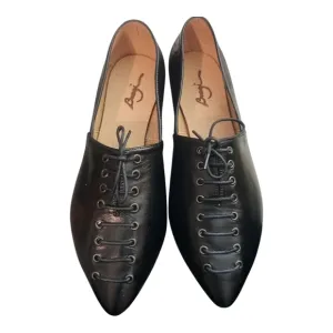 Bangi Handmade Leather Black Lace Up Shoes Size 38