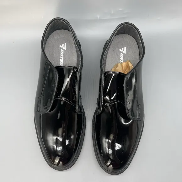 BATES High Gloss Leather Sole Shoe Mens 11D E00007 Black Uniform Military NEW